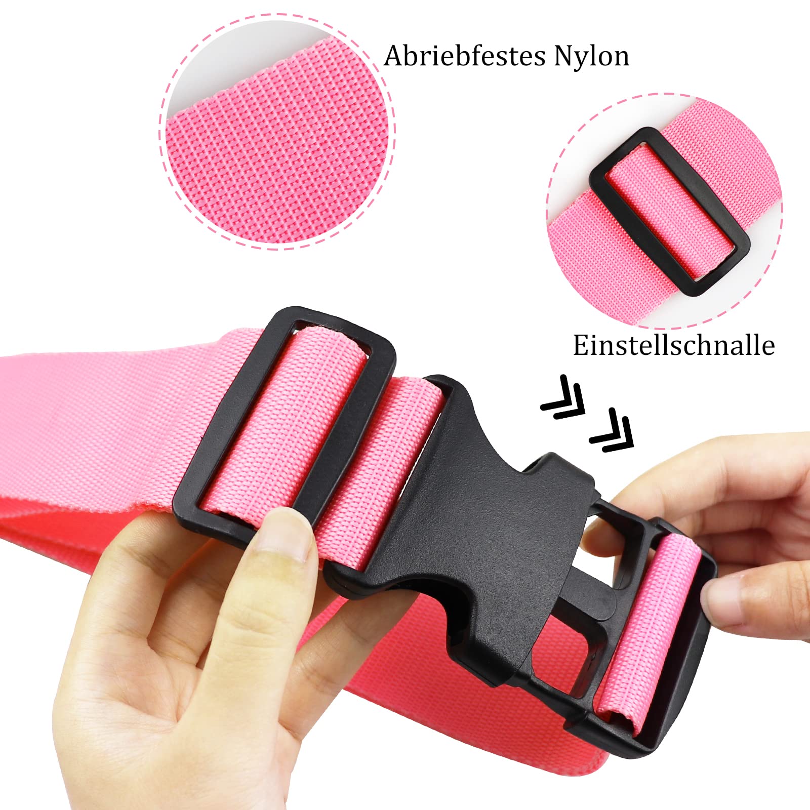 Set Di 3 Cinghie Regolabili Per Bagagli – Fascia Elastica In Polipropilene Per Valigie, Borse E Trolley, Sicurezza Anti-Apertura, Regolabili Da 24,5 A 41 Cm, Colore Nero