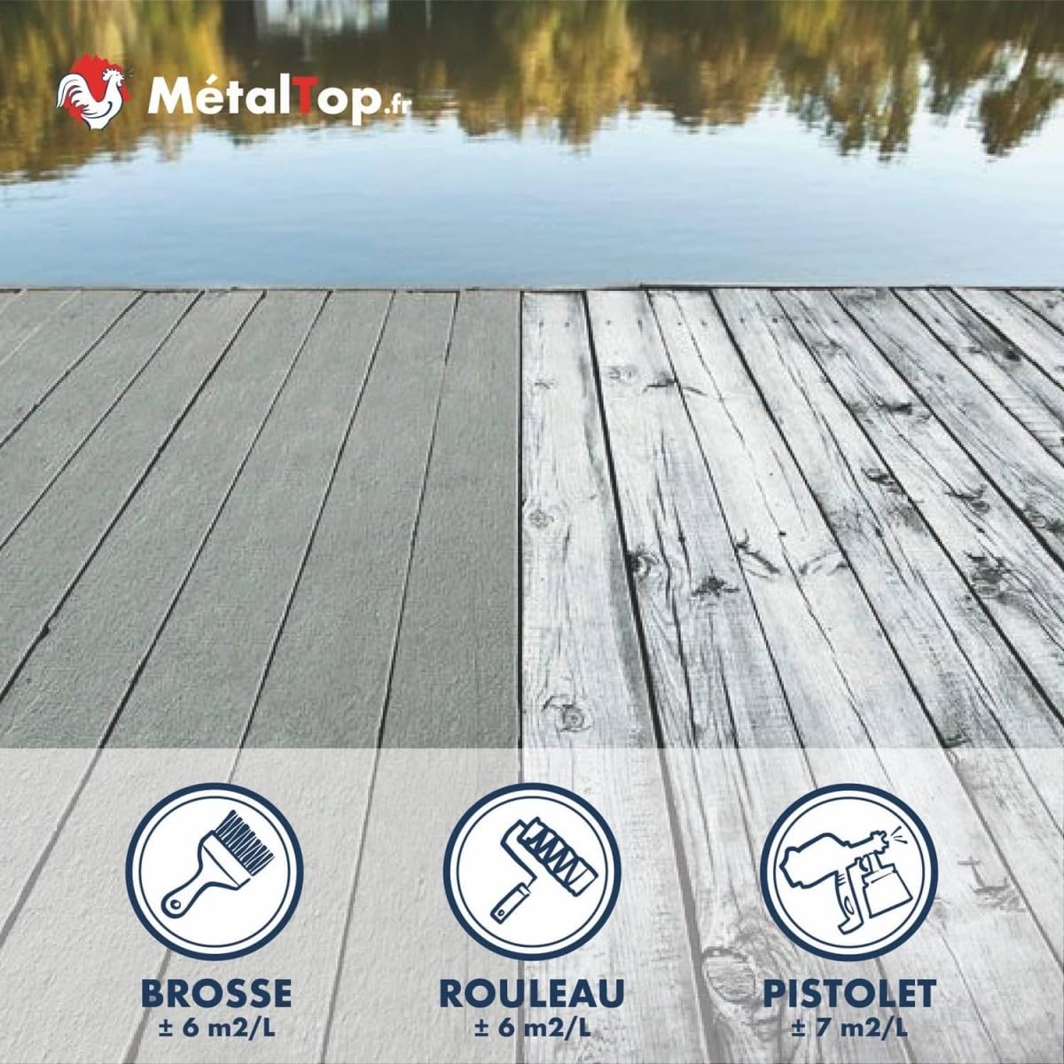 Metaltop - Peinture Terrasse - Telegris 1 - RAL 7045-1 L - Résistante aux UV et aux chocs, avec forte adhérence et finition brillante.