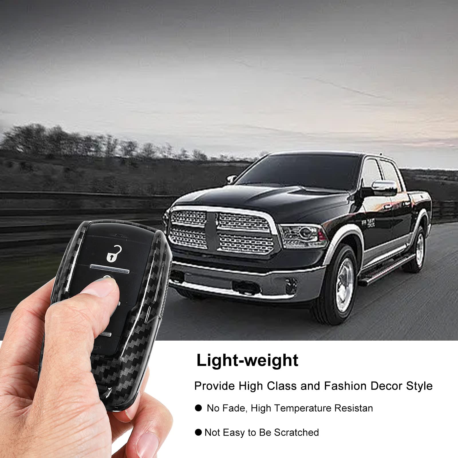 Key Fob Cover Case For Dodge RAM 2018-2022 - Carbon Fiber Grain, Protective Shell, Easy Install - View #12