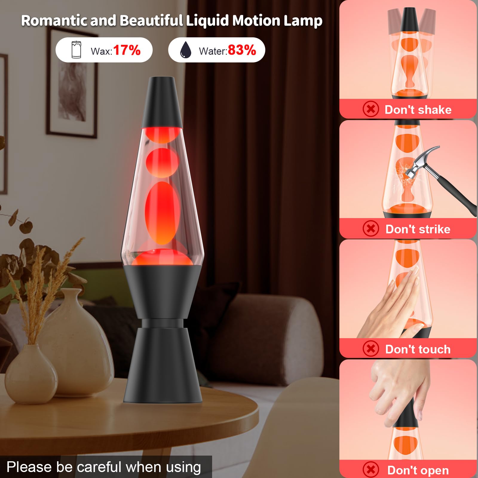 Lampe a Lave à 17 Couleurs Changeantes, 14,5" Lampe Chevet avec Télécommande, Lampes à Mouvement Liquide pour Enfant et Adulte, Lampe Ambiance Décoratif pour Noël, Anniversaire, Fête, Noir