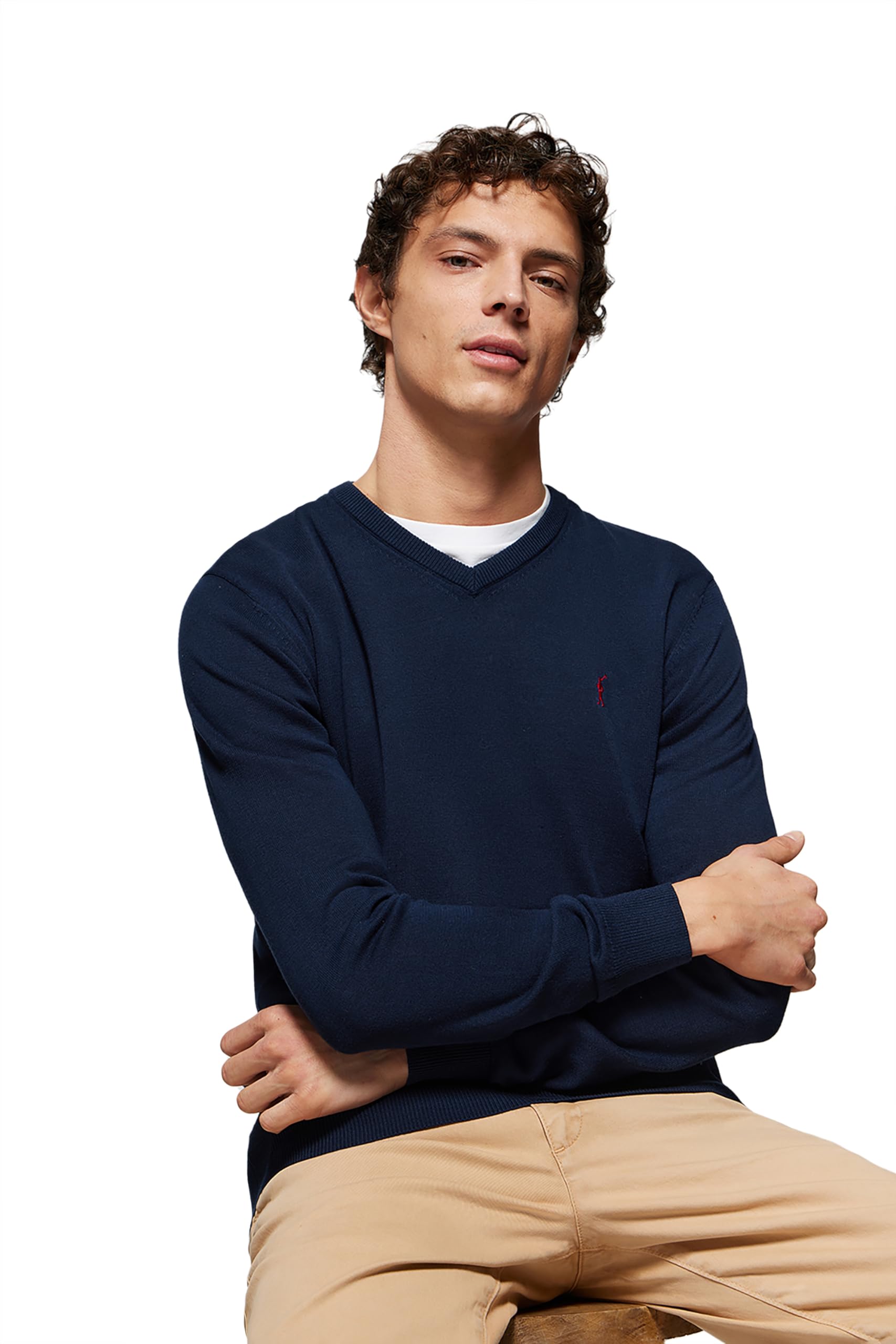 Polo Club Maglione Scollo a V Maniche Lunghe Uomo Maglioni Pullover V-Neck 100% Cotone