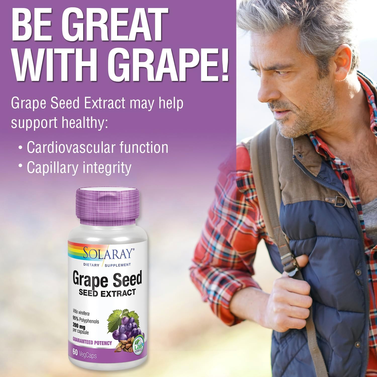 SOLARAY Grape Seed Extract 200 mg Plus Bioflavonoid Complex | Healthy Cardiovascular & Blood Vessel Support | 60 VegCaps - Image 4
