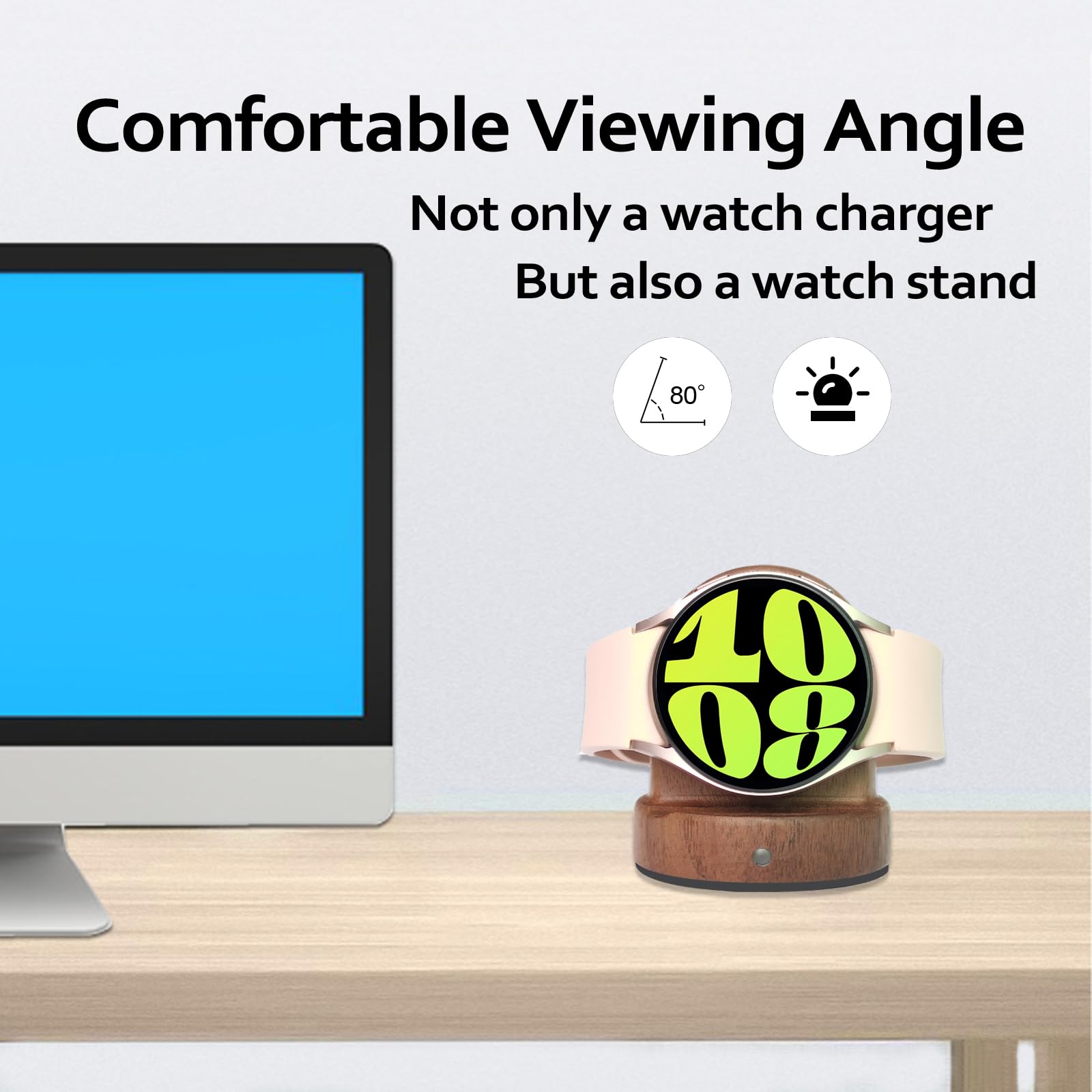 Samsung Galaxy Watch Charging Dock - Magnetic Stand, Fast Wireless Charging Station for Galaxy Watch 6/5/4/3/2/Active 2/1/S3 Series (Walnut)