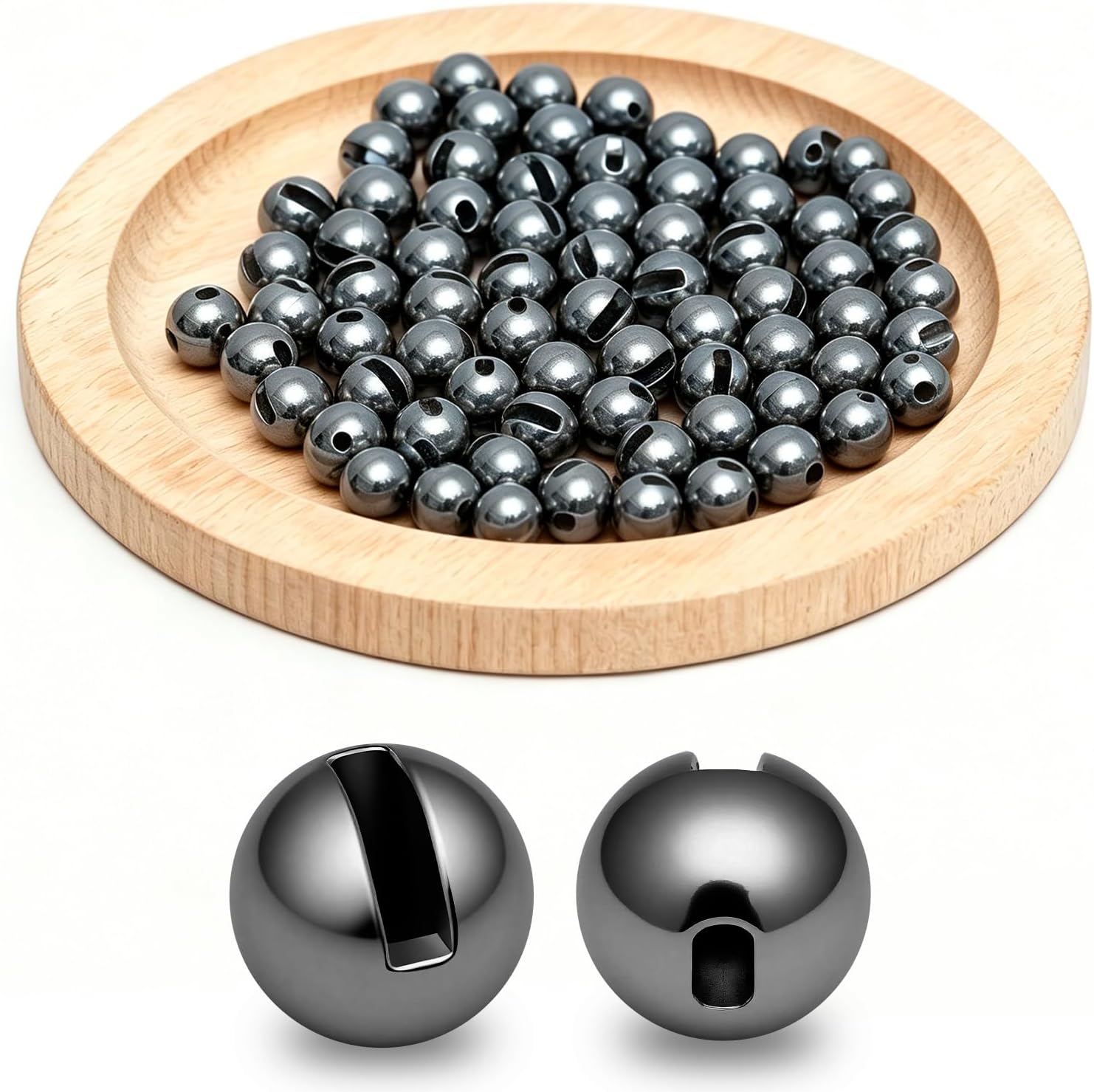 50PCS Tungsten Slotted Beads for Fly Tying Materials Bead Heads Sink Faster | 13 Size Slotted tungsten beads fly tying Beads Head Sink Faster Deeper,lead-free eco material, fits jig,nymph and trout flies