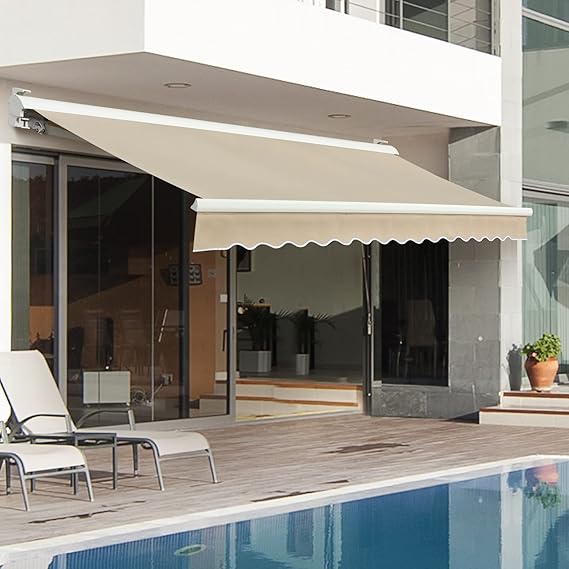 Diensweek 12'x10' Patio Awning Retractable, Fully