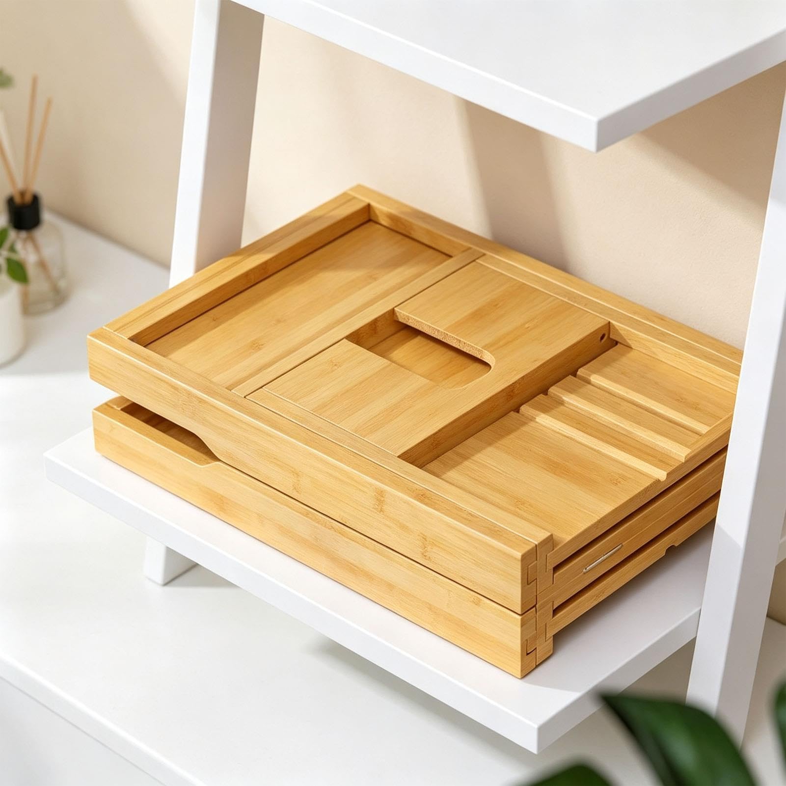 Premium Faltbares Bambus Badewannen-Tablett - Erweiterbare Holz-Badablage