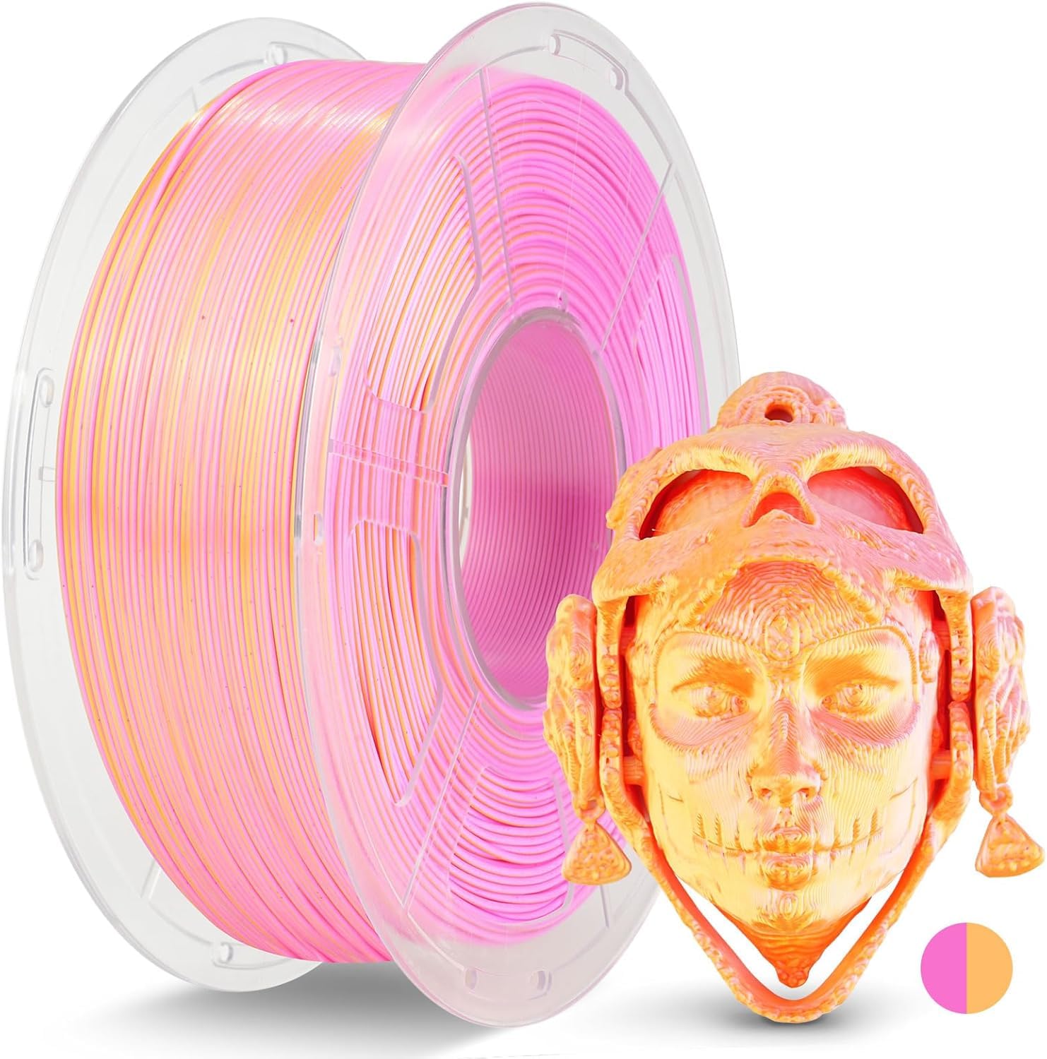 JAYO Silk PLA Filament 1.75mm Dual Colors Pink Gold, Coextrusion Dual Color 3D Printer Filament, Shiny Multicolor Change, 1.1kg Spool(2.4lbs), Accuracy +/- 0.02mm for Most FDM 3D Printers-image-34