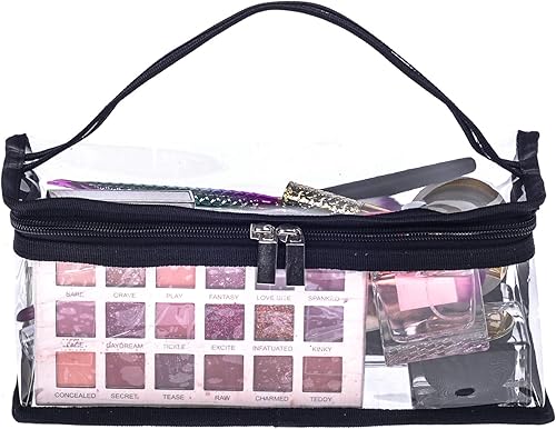 Miniatura 3 de Pequeña bolsa rectangular transparente de maquillaje de PVC para maquillaje, organizador de herramientas para artistas, bolsa de cosméticos de