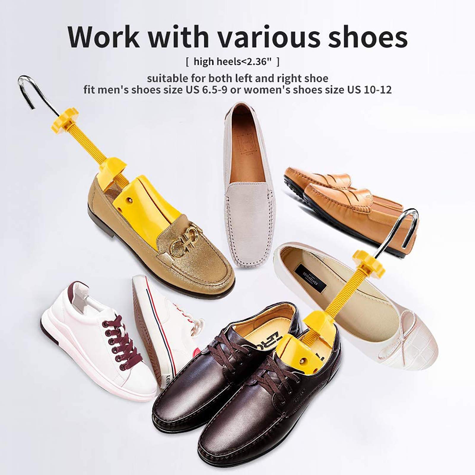 Schuhspanner 4-fach Schuhspanner Expander Dehnung Länge Breite Höhe, Gelb für Herren Größe 38-42/Damen Größe 38-42,