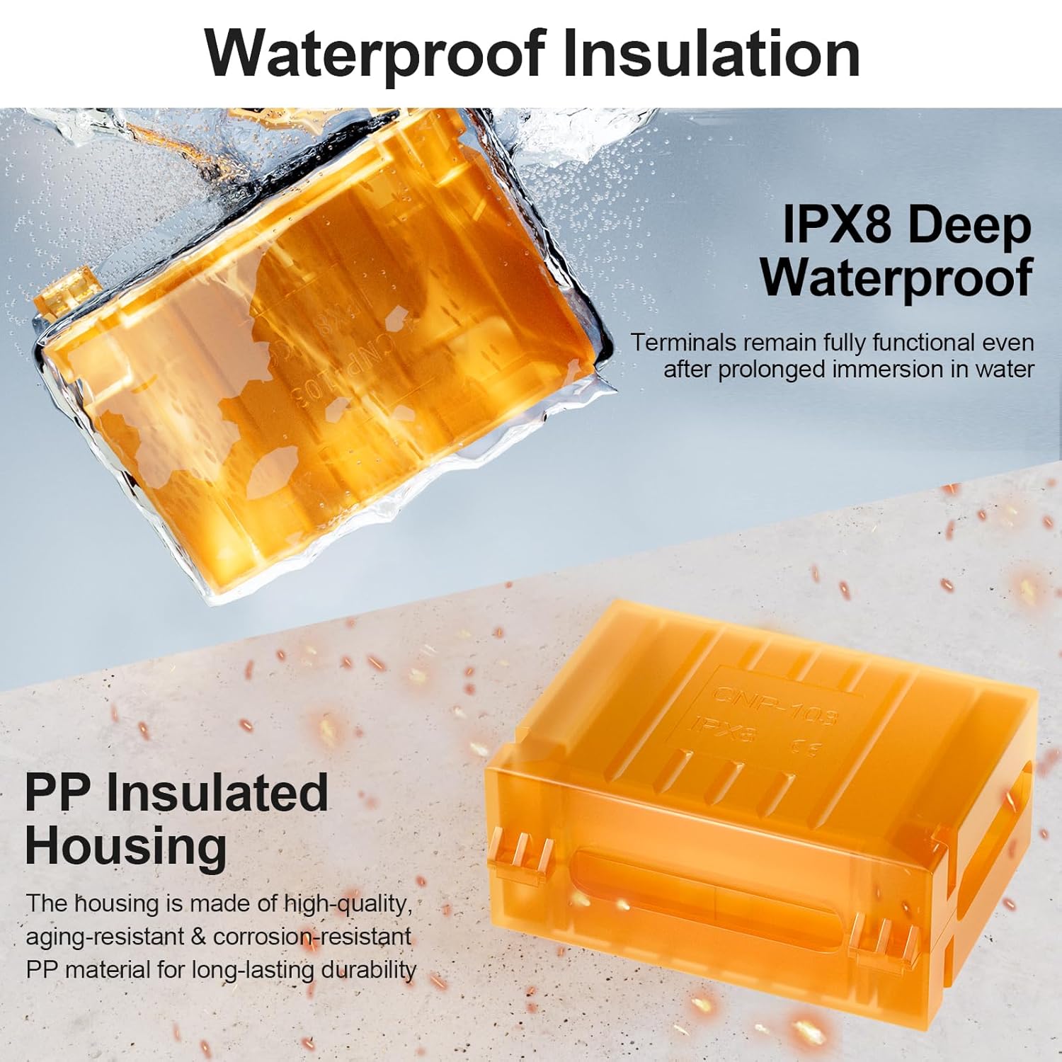 Waterproof Gel Boxes with PCT-5233, Insulated Gel-Filled Waterproof Box for Lever Wire Connectors, Compatible with Various Compact Quick Splice Connectors, CNP-103, CE