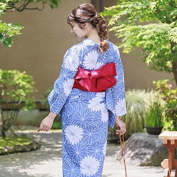 Amazon | [アウニイ] 浴衣 レディース セット 帯 下駄 ３点セット 花柄