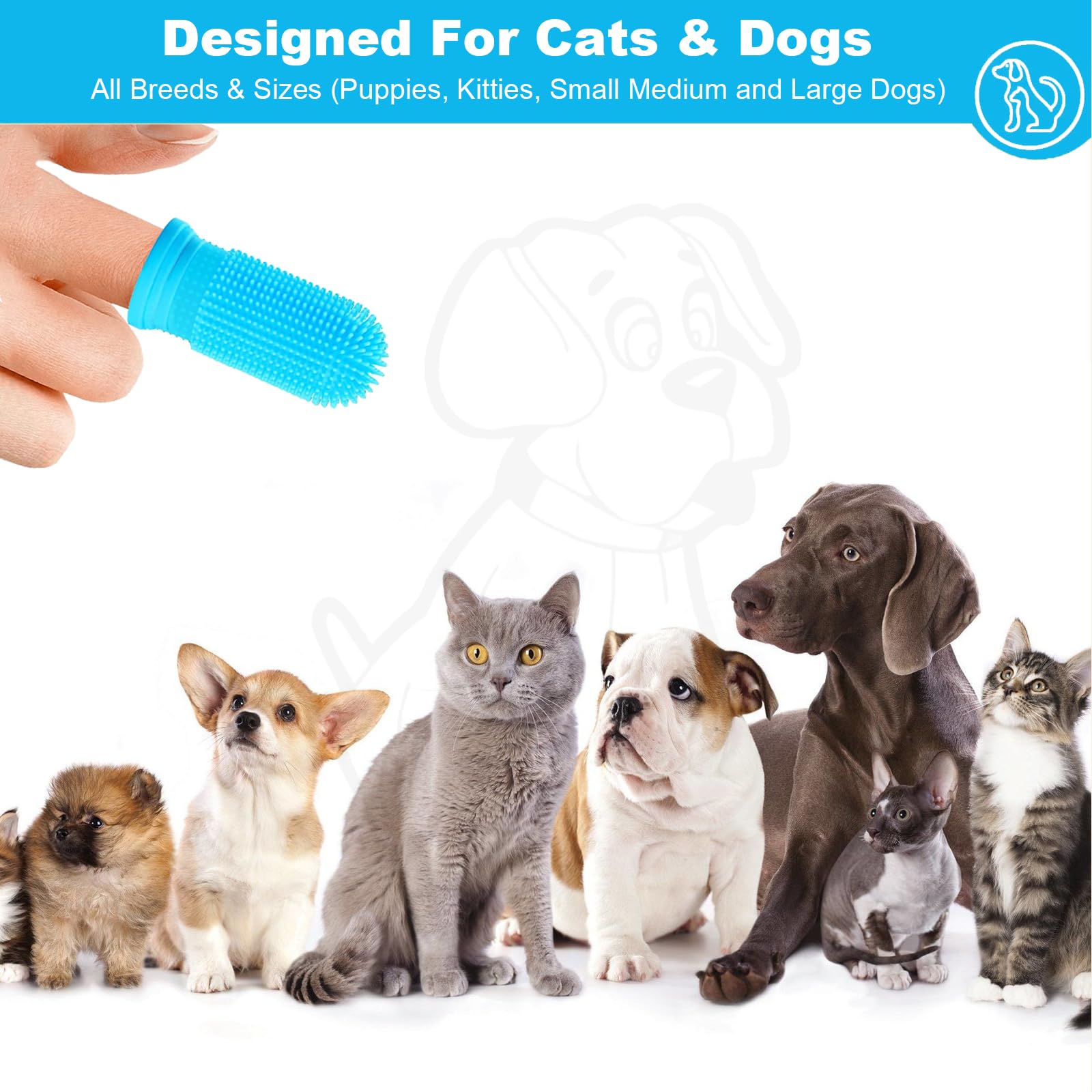 10Pcs Spazzolino per Cani, 360º Spazzolino da Denti Del Dito del Cane, Silicone Pets Denti Pulizia Spazzolino per Cani, Cuccioli, Gatti & Piccoli Animali Dentali Cura Dentale