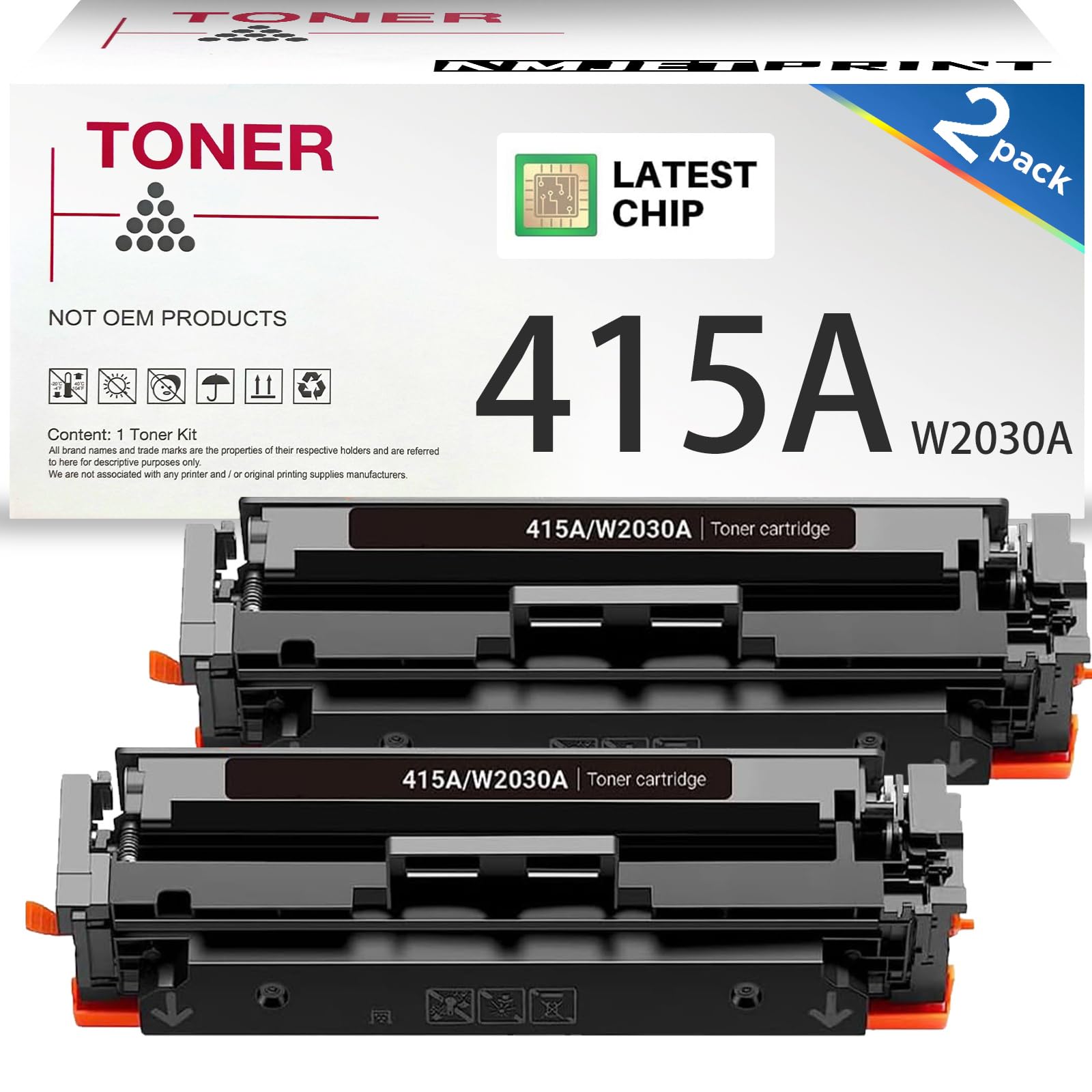 Cartouche de Toner 415A avec Puce Compatible pour HP 415A W2030A Utilisation pour LaserJet Pro M479fdw MFP M479fnw M479fdn M479dw M454dn M454dw W2030X (2 Noirs)