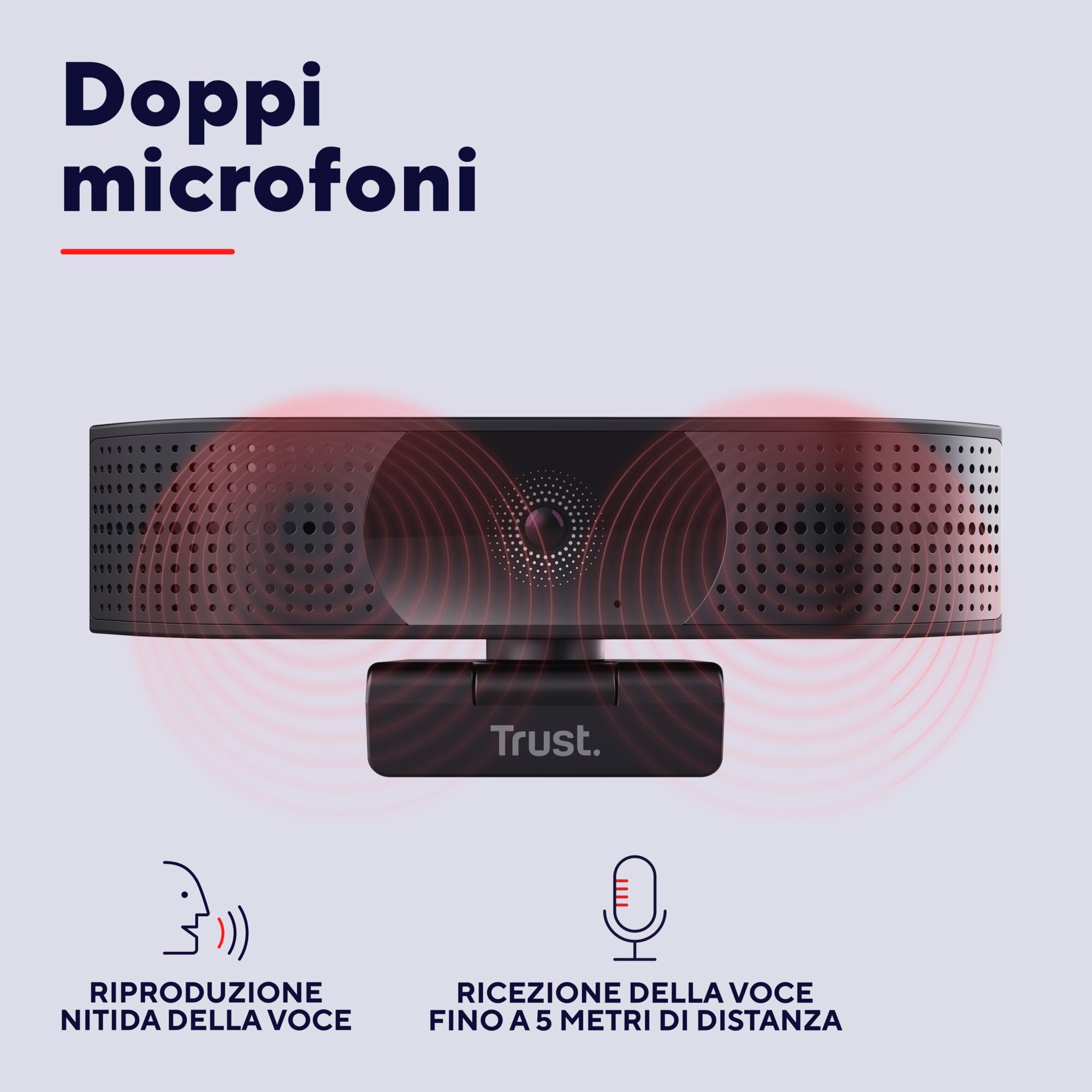 Trust Teza Webcam per PC 4K Ultra HD, 3840x2160, 2 Microfoni e Messa a Fuoco Automatica, USB Plug & Play, Web Camera per Teams, Zoom, Skype, Portatile, Laptop, Mac, Macbook - Nero