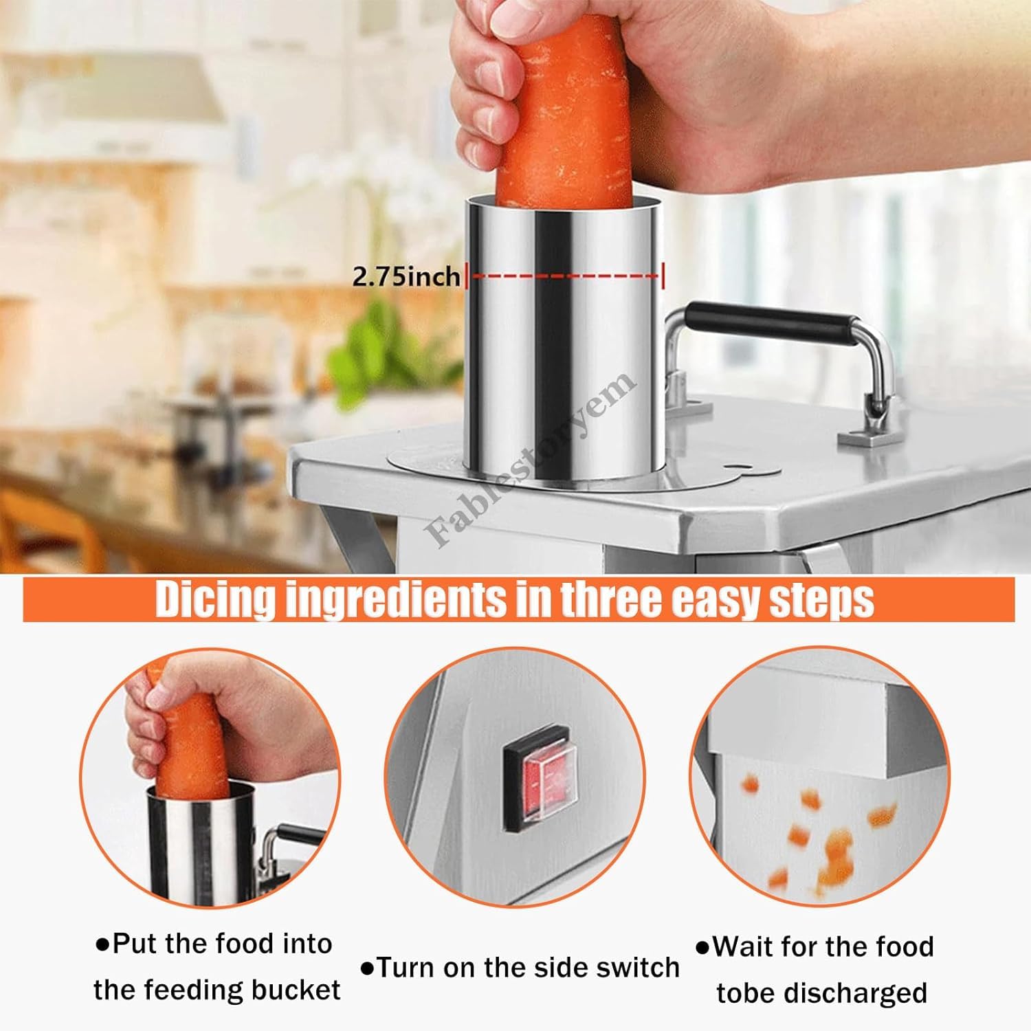 Cortador eléctrico de verduras – Máquina de cortar automática de acero inoxidable para cortar rápidamente cebollas, zanahorias, pepinos y más – Herramienta de cocina compacta