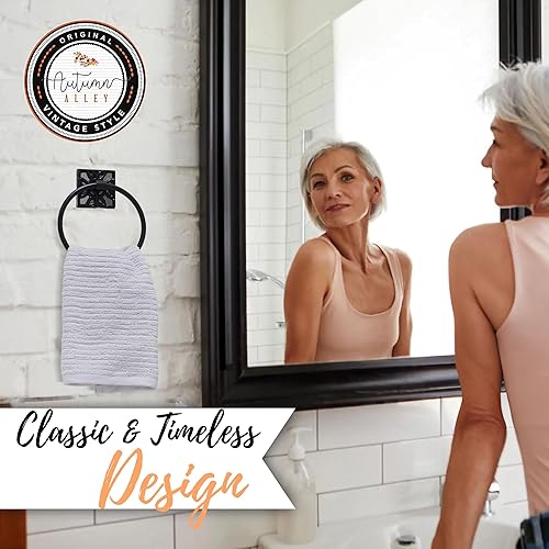 Miniatura 6 de Autumn Alley Toallero de baño  Toallero de mano negro mate  Moderno soporte de pared para baño y cocina, moderno y único juego de accesorios de baño