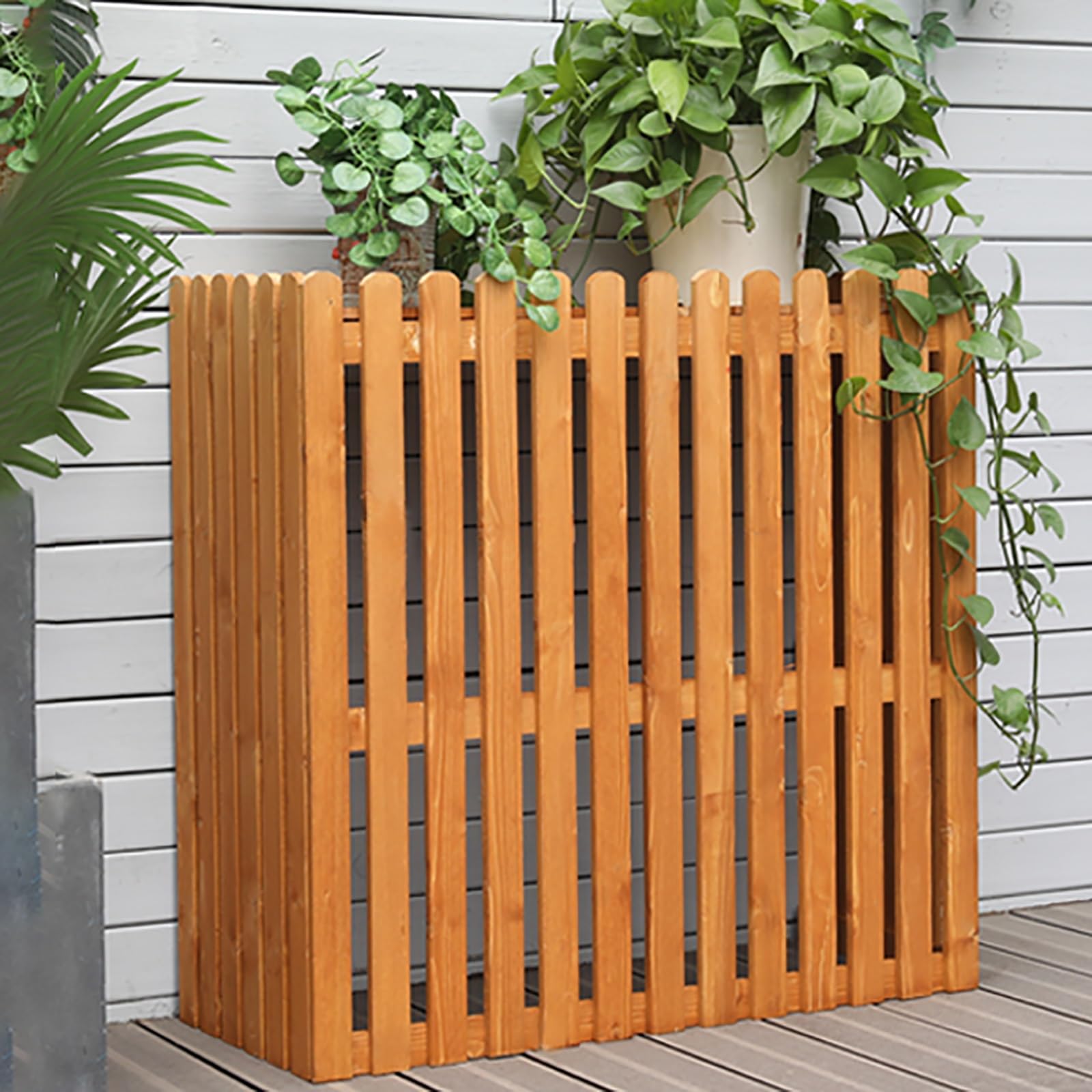GDLF Sichtschutzwand Aus Holz Für Klimaanlage & Mülltonnen – 2 Paneele 91,4x114,3 Cm, No-Dig Montage