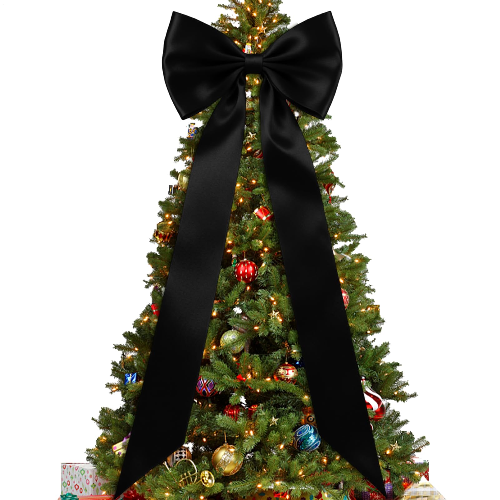 Lazos de Navidad Veasbuu de satén premium de 75 pulgadas para árbol