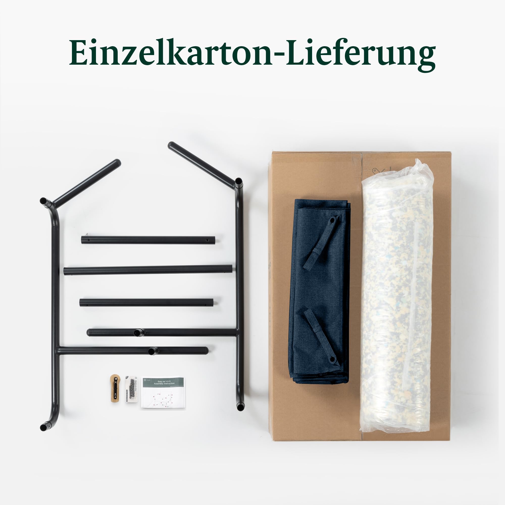 Zinus Ada Loungesessel, Navy blau, Sessel, Metallrahmen mit zerkleinerten Schaumstoffpolstern