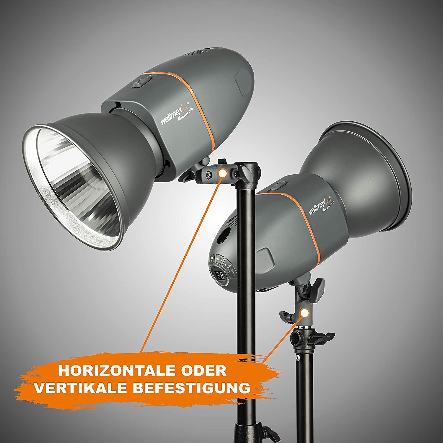 Walimex pro AIR 290 Deluxe Set 2 trípodes de lámparas altura máx. 290 cm soporte luz suspensión neumática base de flash soporta hasta 7 kg pie apoyo en aluminio tripod estudio fotográfico y exteriores