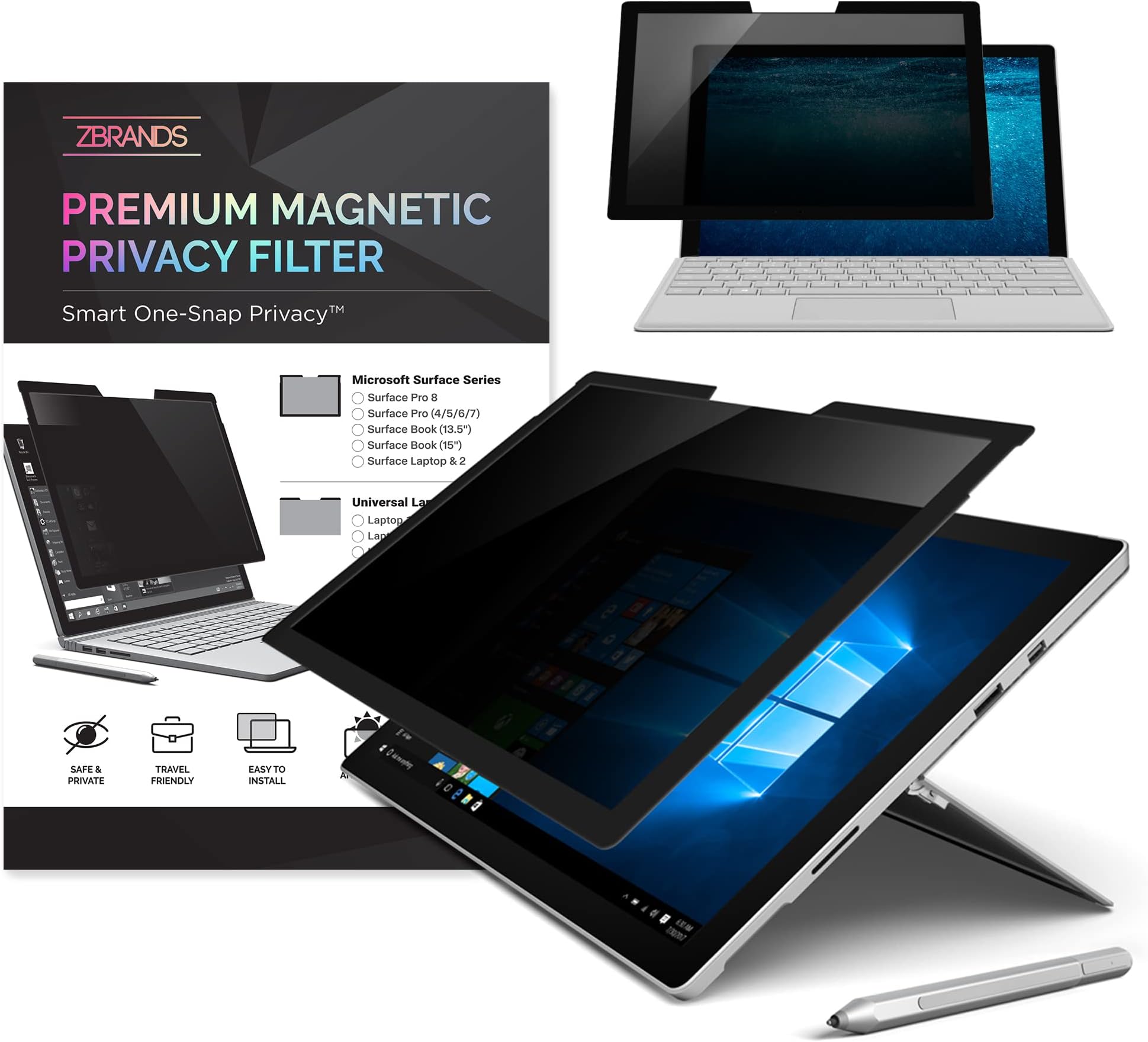 ZBRANDS // Microsoft Surface Pro Magnetic Privacy Screen Anti-Glare | Anti-Spy Glass Screen Film (Surface Pro 4/5/6/7)