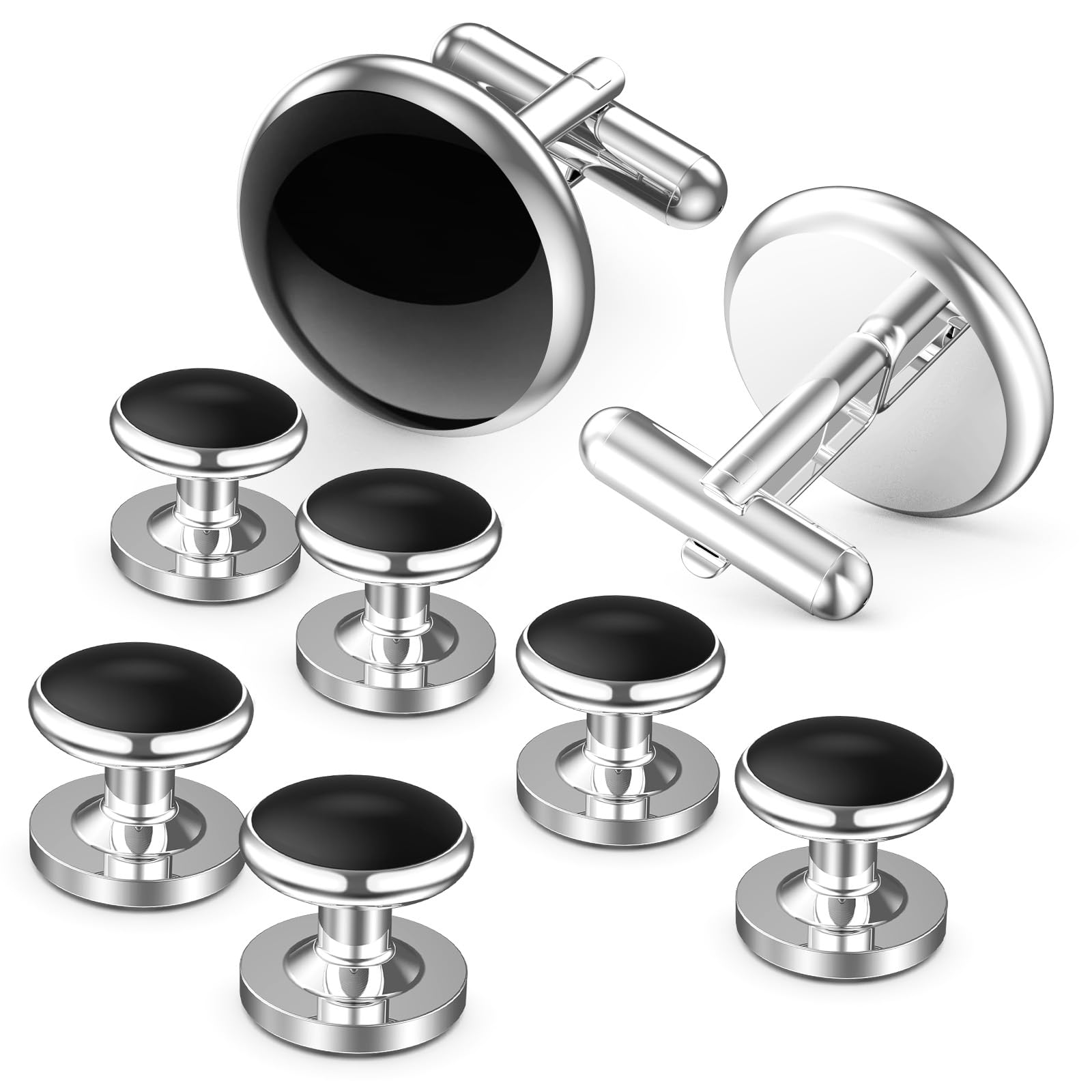 LictinMen's Cufflinks Cuff Links for Men, Stainless Steel Tuxedo Shirt Cuff Links Set