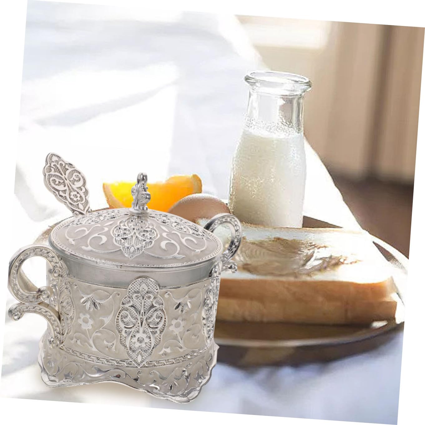 Set 1 Jarro Portacondimenti in Lega di Zinco Coperchio per Cucina e Feste, Design Classico Tradizionale