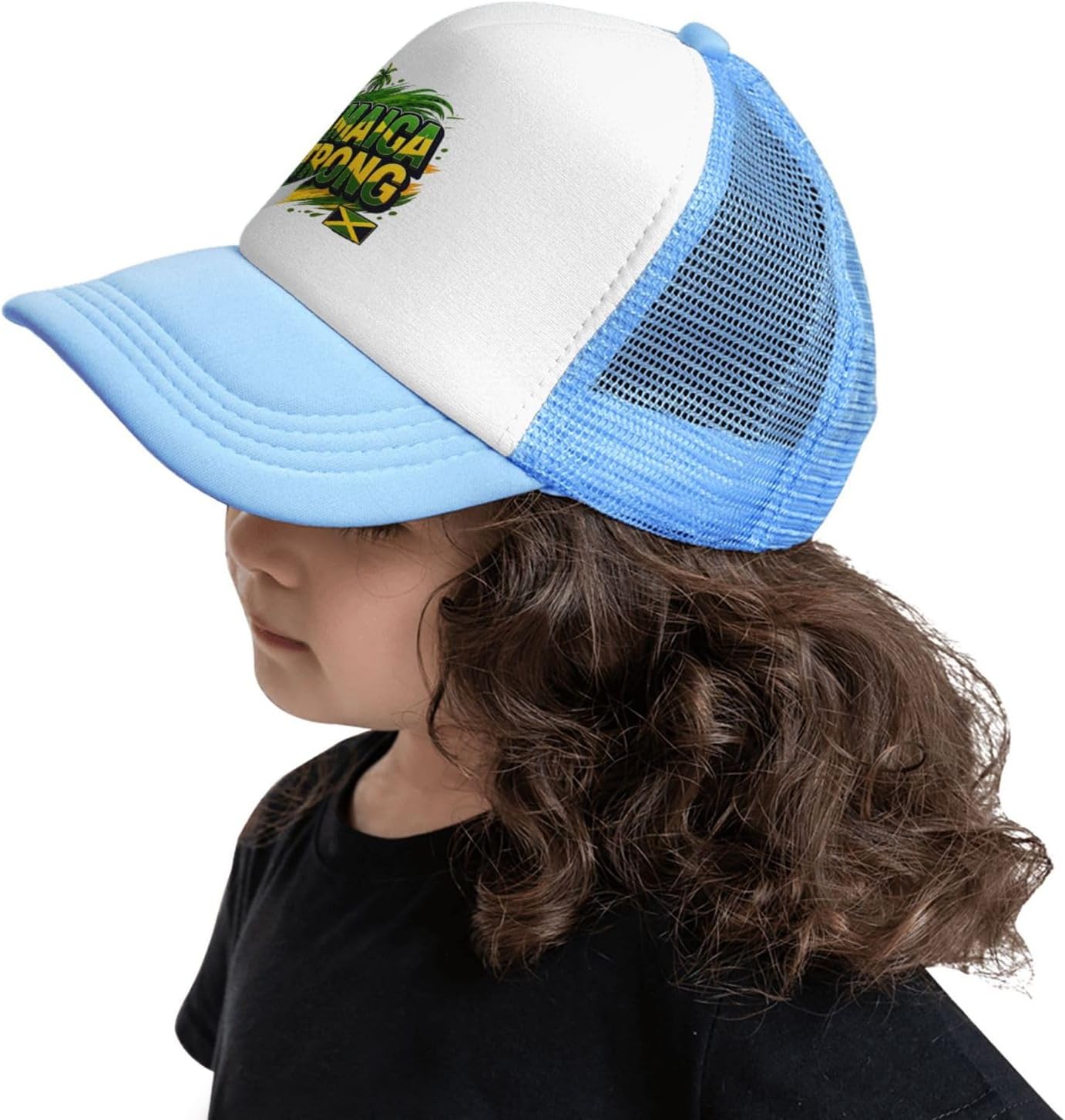 Jamaica Strong Kids Trucker Hat Mesh Adjustable Outdoor Sports Baseball Caps for Boys Girls