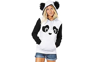 Women Cute Cotton Blend Long Sleeve Panda Print Hoodies Pullover Tops
