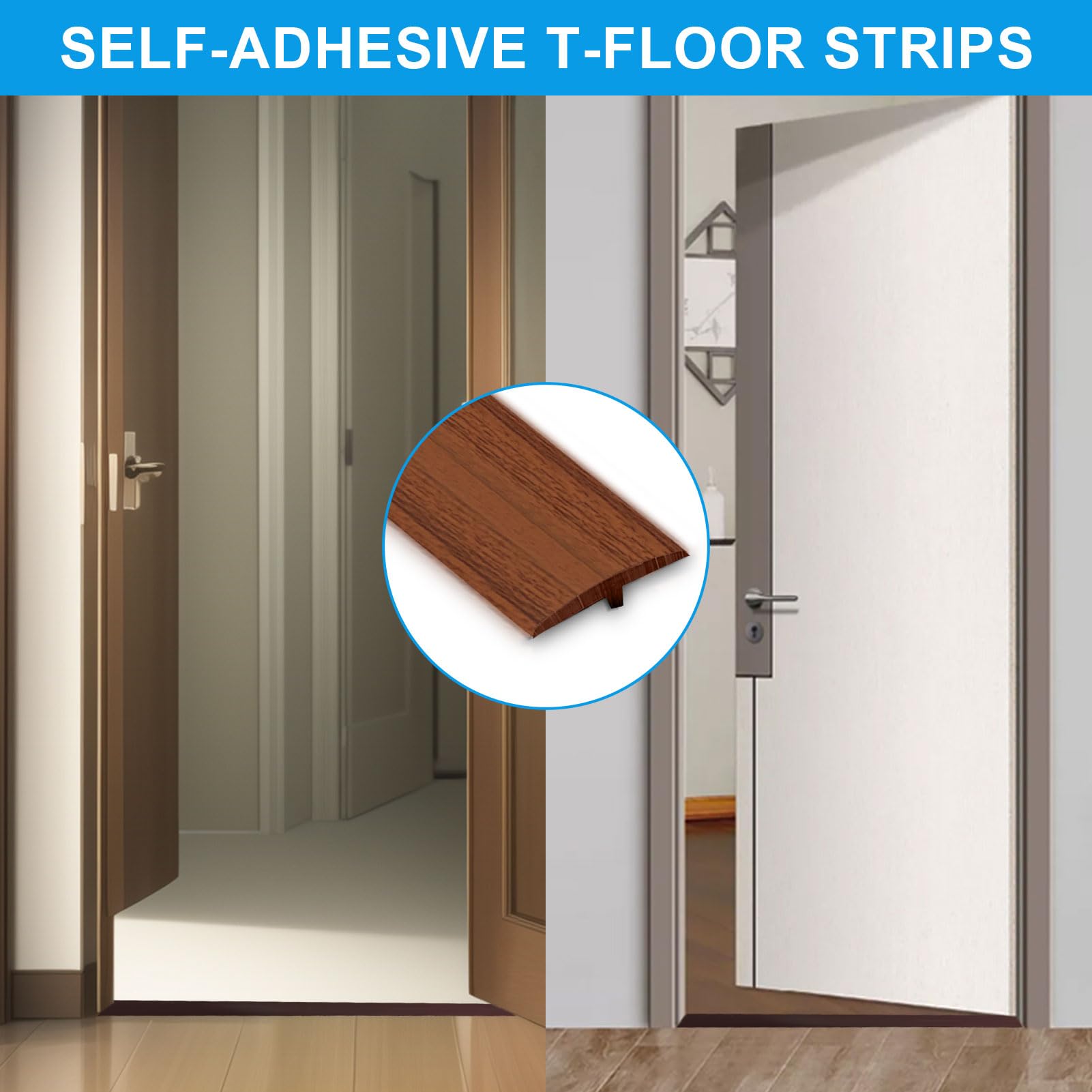 Profilo Transizione Autoadesivo PVC 5x300cm - Soglia Porte E Collegamento Pavimenti - Foto 8
