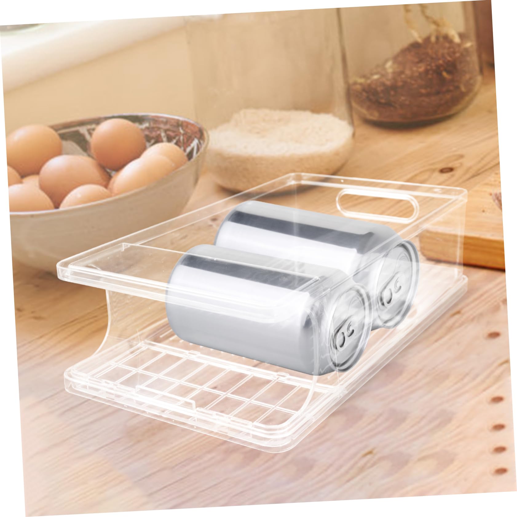 KICHOUSE Beverage Can Storage Organizer Automatic Rolling Drink Rack for Refrigerator Multi-Functional Soda Holder for Kitchen Office Living Room Transparent Design for Easy Viewing and