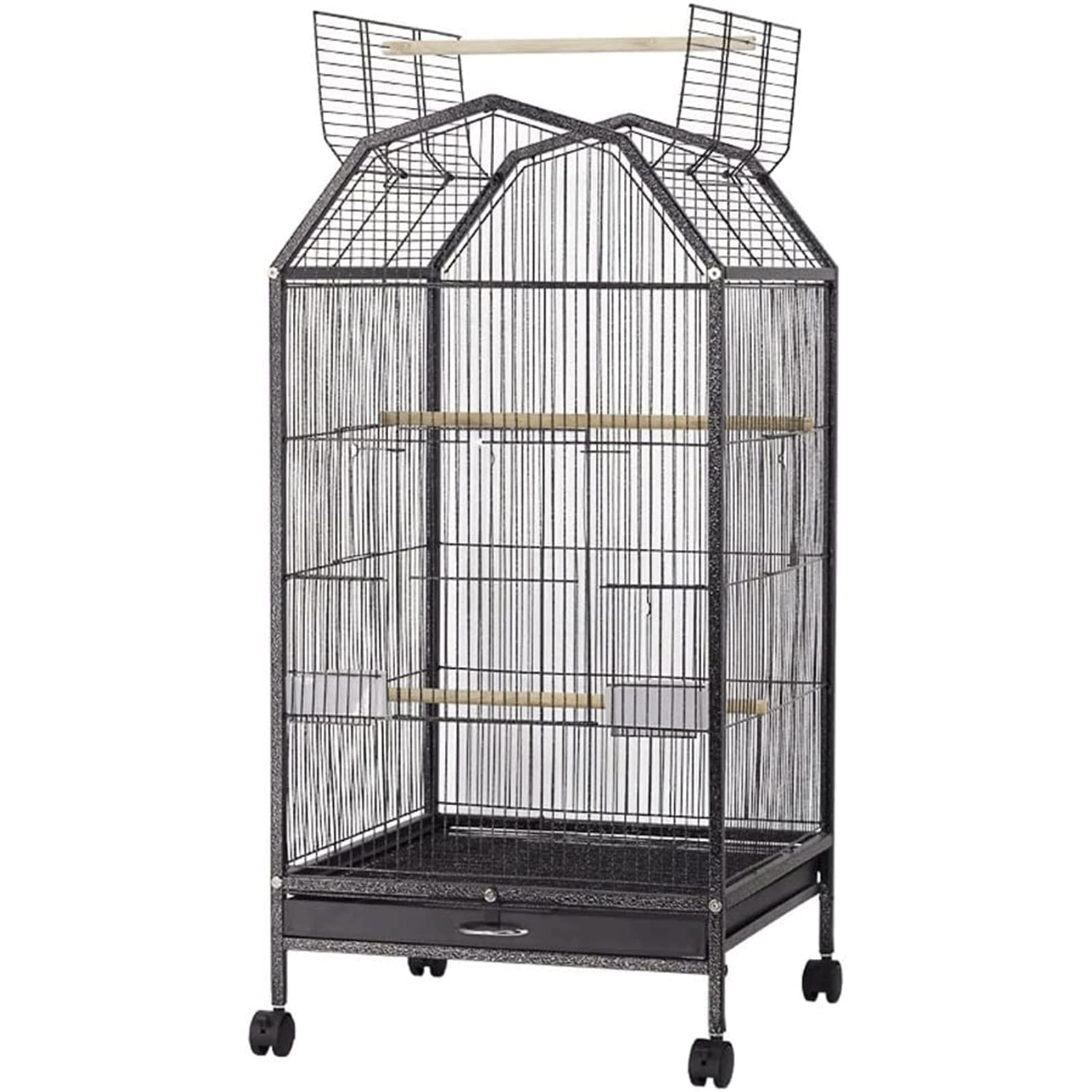 OLOTU Firm Large Metal Bird Cage, Wrought Iron Birdcage with 4 Wheels, Easy to Clean Flight Bird Cage for Small and Medium Birds Stable
