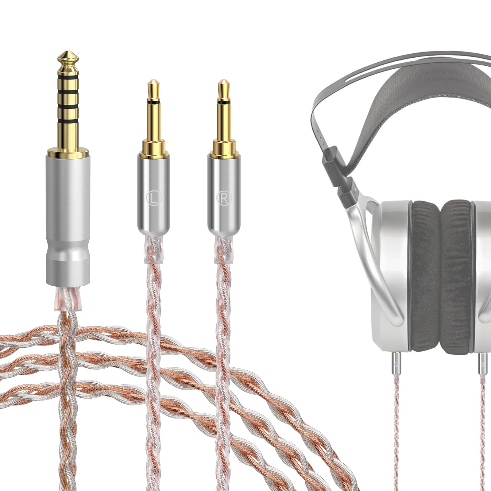 GEEKRIA Apollo 4.4mm Balanced Male to Dual 2.5mm Male Headphone Upgrade Cable Compatible with HIFIMAN HE400S, HE-400i, HE560, HE350, HE1000 V2, 4-Core