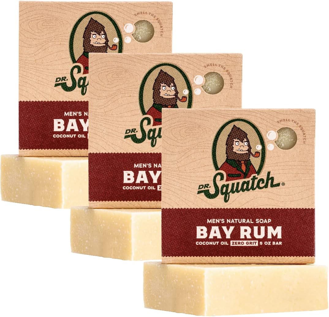 - Natural Men’s Bar Soap - Cold Process Body Soap Bar with Natural Oils - Gifts for Men - Bay Rum (5 oz, 3-Pack)