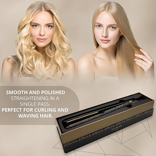 Miniatura 6 de Corioliss C3 Plancha plana profesional para el cabello, placas de titanio, control de temperatura, mujeres (leopardo dorado suave al tacto)
