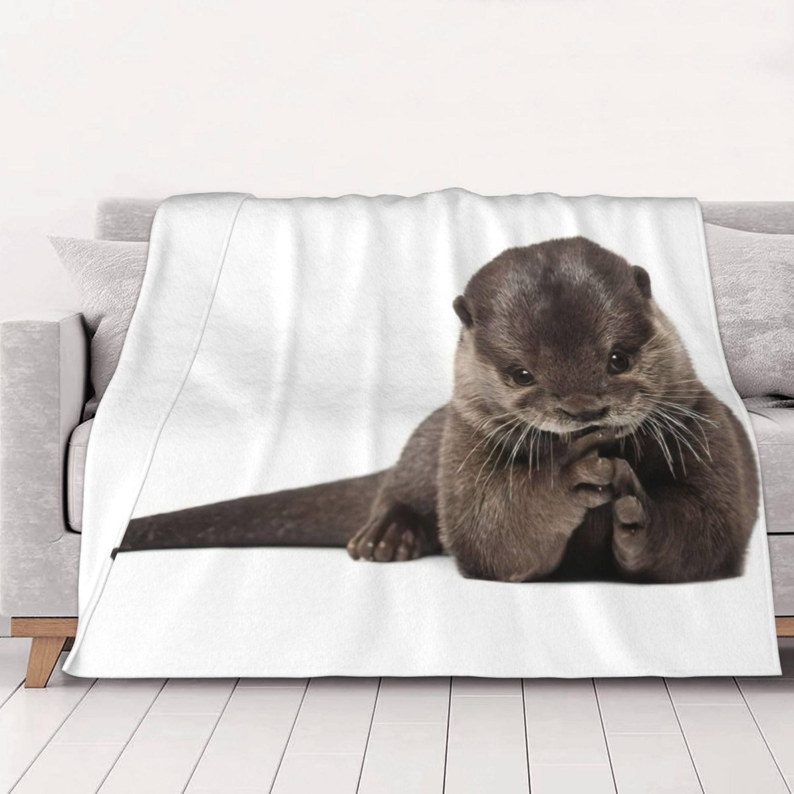 Couverture flanelle loutre anti-froid pour lit et canapé douillet