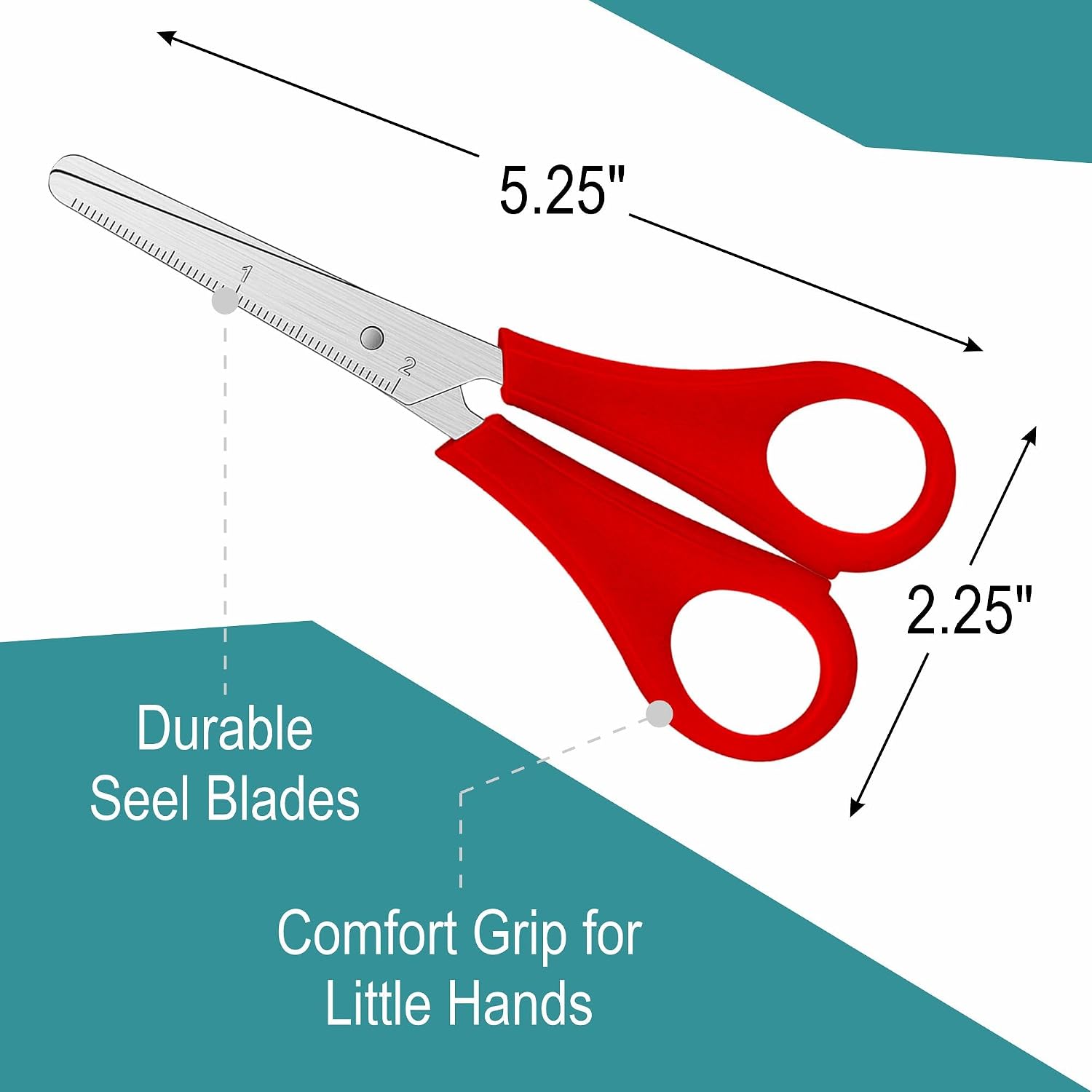 Kids Scissors 5 Inch, 4 Pack Safety Blunt Tip School Scissors for Kids, Stainless Steel, Assorted Colors, Left or Right Handed