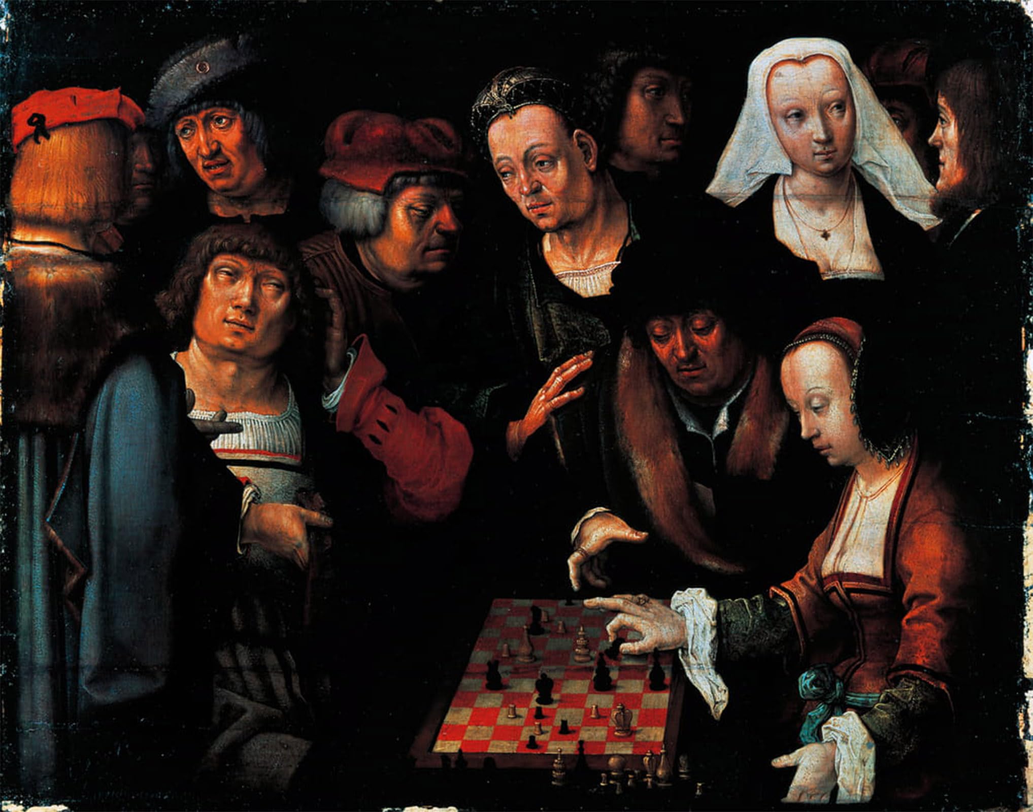 SERENDIPITP Vintage Picture Print on Canvas Wall Art Poster the Chess Players by Lucas Van Leyden Artwork Print Poster for Wall Decor 60x90cm