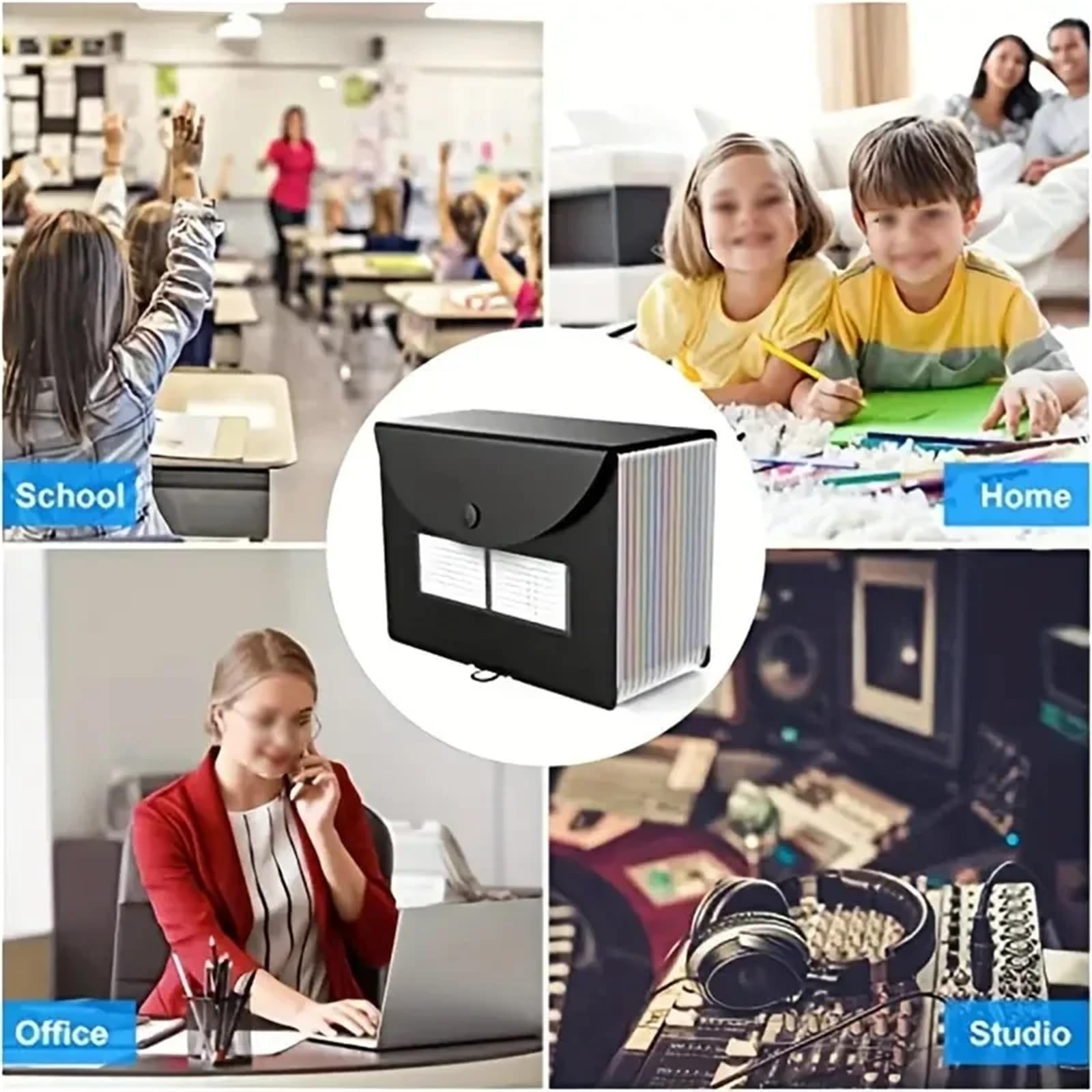 Classeurs en AccordéOn Lot de 2 Chemises Extensibles à 12 Poches, Format A4, Organiseur de dossiers, Grande capacité, Portable, accordéon