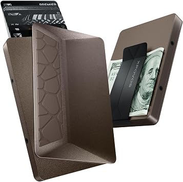 HERO Minimalist Wallet for Men,RFID Blocking Mens Wallets Slim Card Holder with Money Clip Metal Swipe Pop-Up Credit Card Case Smart Travel Wallet Brown