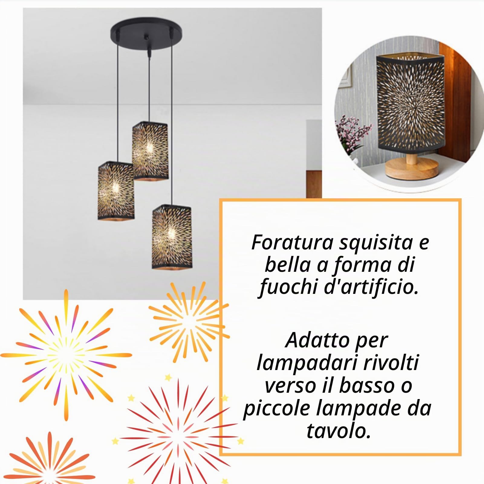 Paralume in Metallo Inciso Paralumi con Motivo Floreale per Lampada da Tavolo Paralume in Metallo Cavo Cilindro in Ferro per Lampadine E27 E26