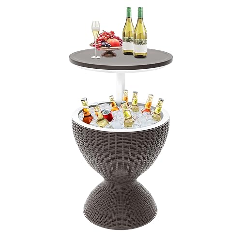 SHAREWIN Patio Cool Bar Table, Height-Adjustable Outdoor Bar Tables 8