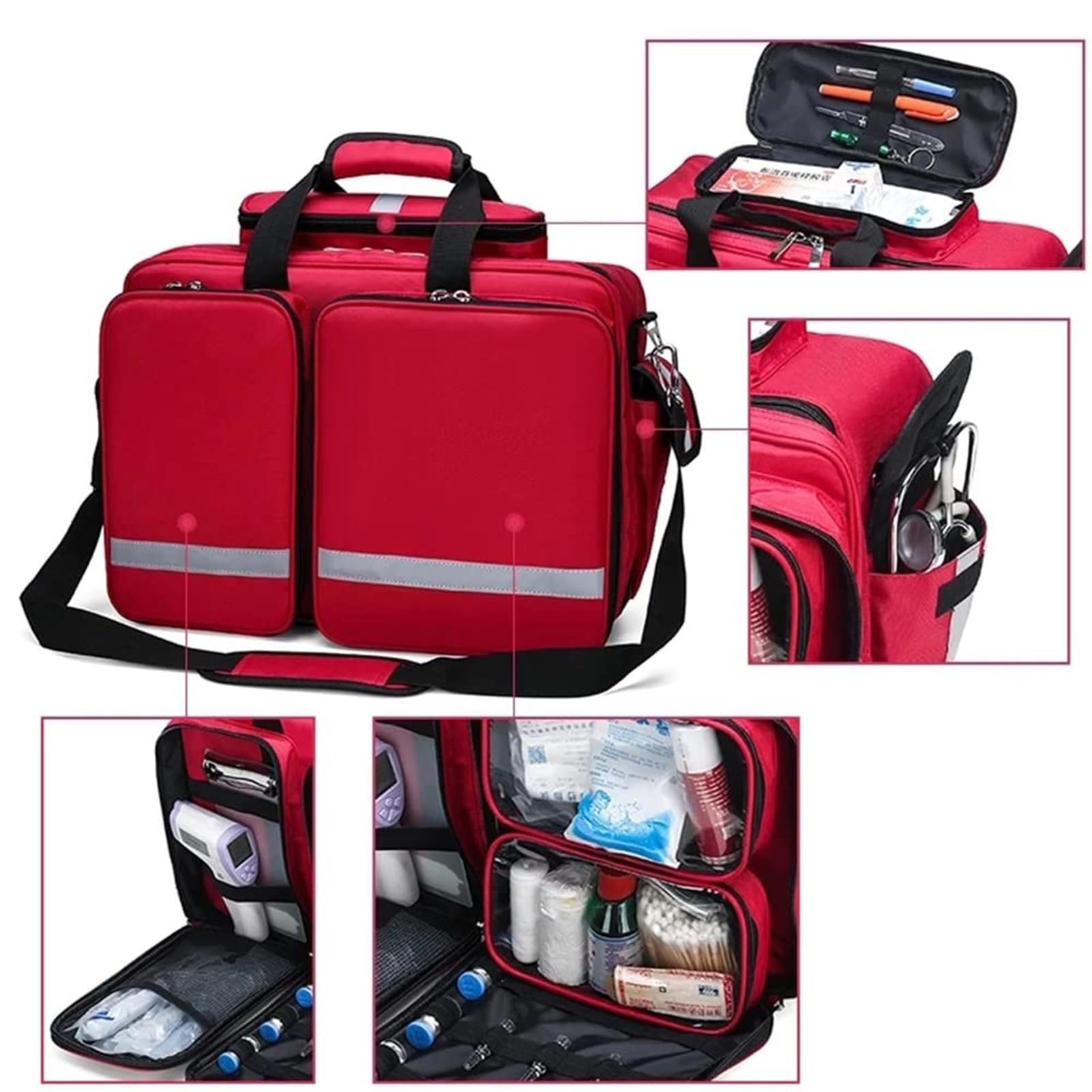 Profesional Bolso Emergencia Vacía Los Kits De Primeros Auxilios Con Múltiples Bolsillos, Almacenamiento De Kits Emergencia Para El Hogar, Acampar De Senderismo, Viajes, Aire Libre (solo En La Bolsa