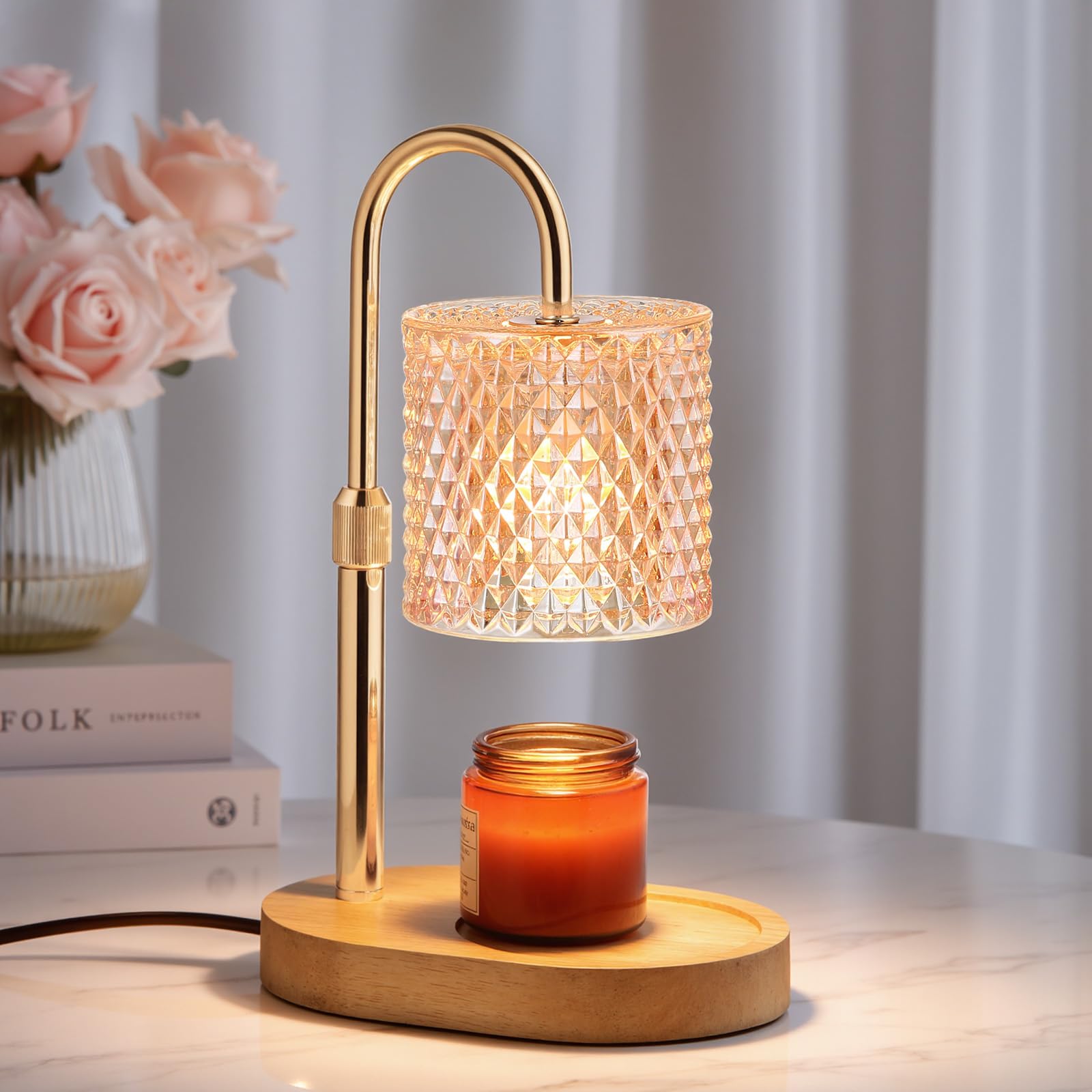 Lampada scalda candela con timer dimmerabile, altezza regolabile con 2 lampadine, scaldacera per la casa, camera da letto, regalo per riscaldamento della casa, regalo per donne