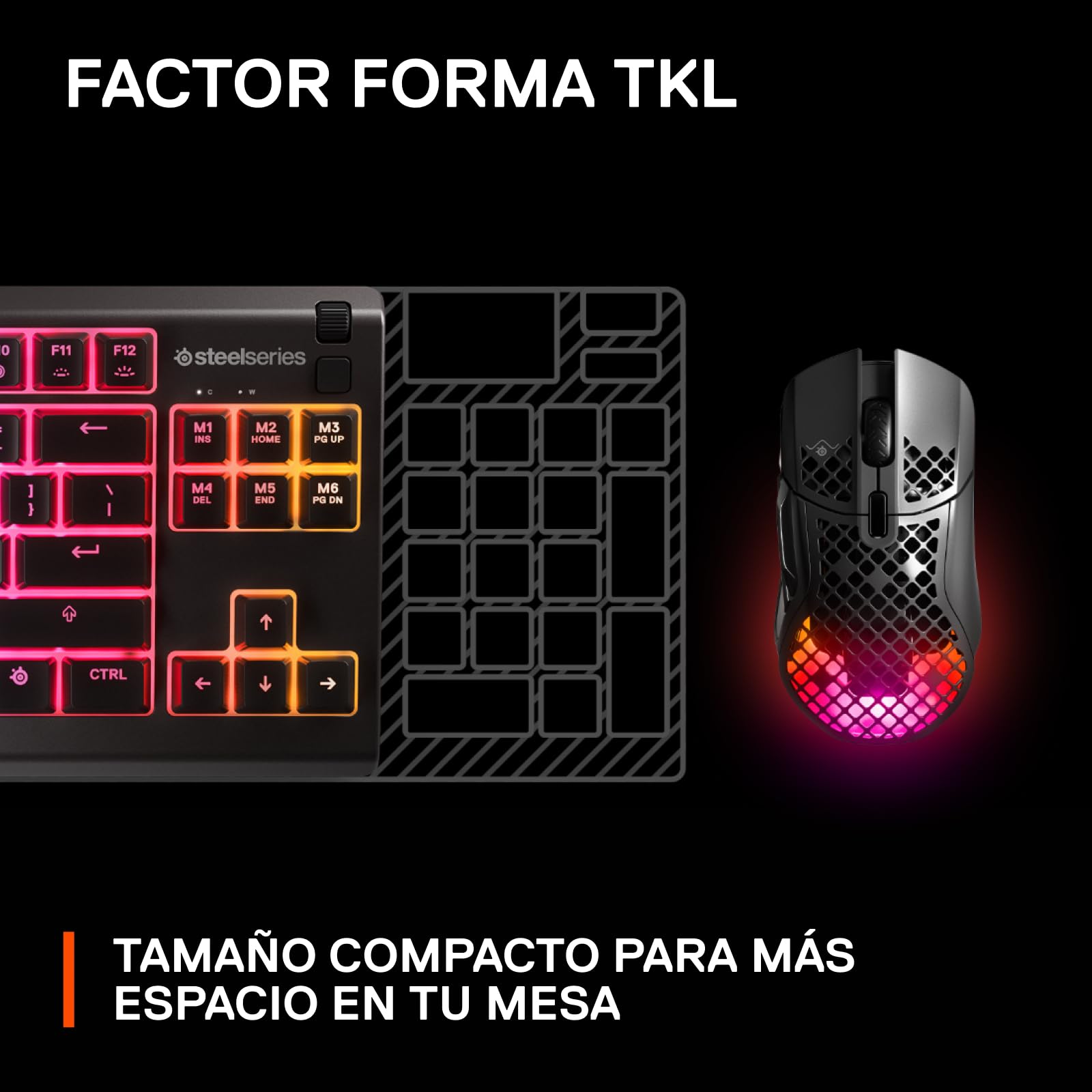 SteelSeries Apex 3 TKL - Teclado Gaming - Factor forma compacto TKL de esports - Iluminación RGB de 8 zonas - Teclado inglesa (QWERTY)
