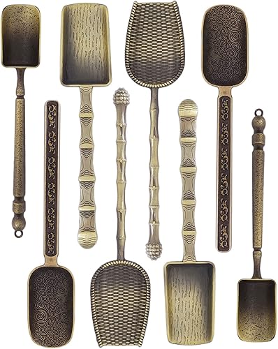 Xusmyzm Cuchara de té retro de aleación para té suelto, cucharas medidoras vintage, decoración del hogar, juego de 8