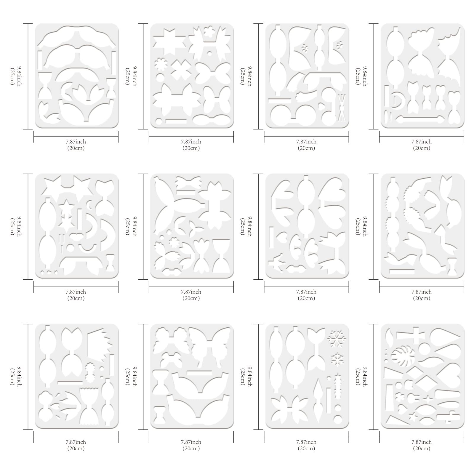 12 Sets DIY-Bogenschablonen – Für Einhörner, Meerjungfrauen, Kronen & Mehr, 25x20cm