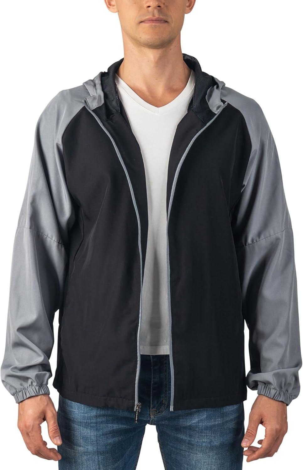 Alpine Swiss Cory Mens Light Windbreaker Jacket Packable Hooded Soft Coat Ideal for Travel Layering Everyday Outdoor Activity