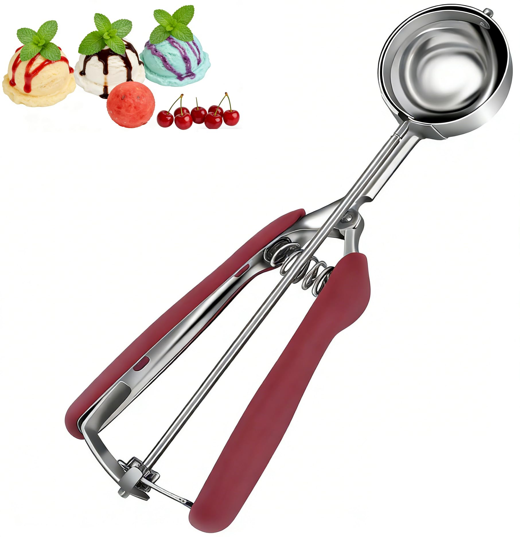 Ice Cream Scoop, Stainless Steel Cookie Scoop with Easy Squeeze Release