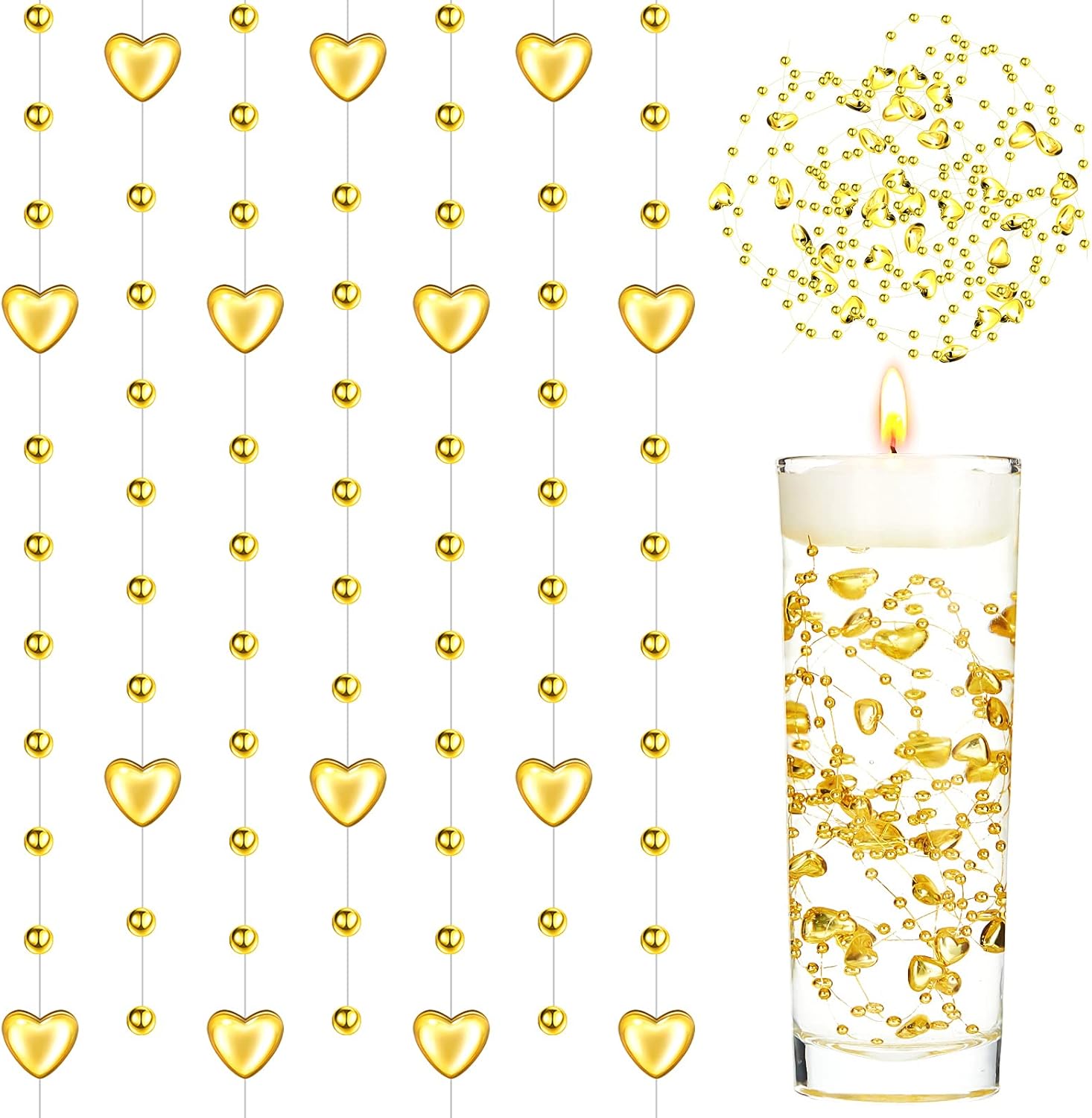 100 Pieces Pearl Centerpieces for Floating Candles, 11.8 Inch Artificial String of